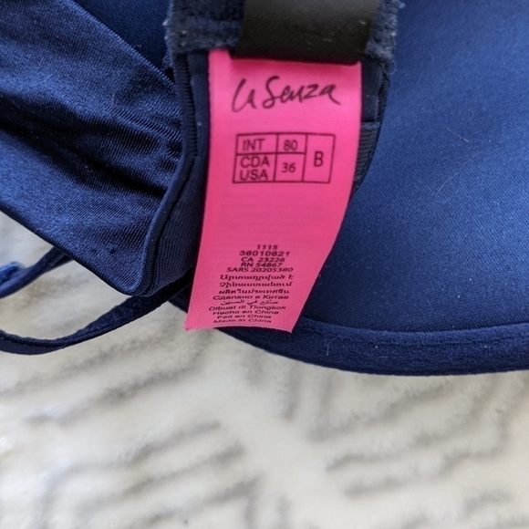 LA senza beyond sexy rhinestones push up navy blue bra size 36B B055 - Picture 4 of 8